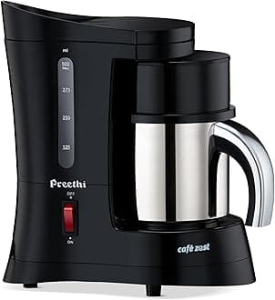 Preethi Cafe Zest Drip Coffee Maker| 450W Coffee Machine for Home | 500ml Capacity | Black (CM 210)