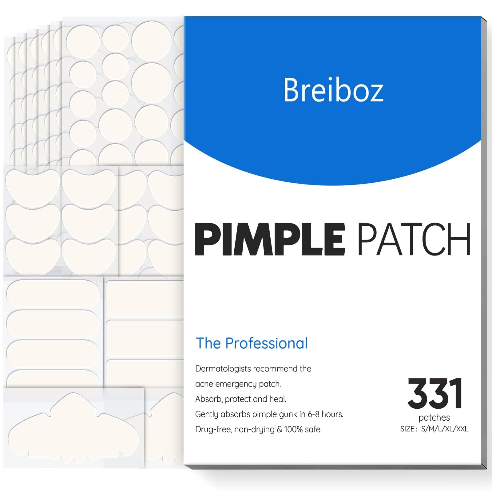Large Pimple Patches for Face 331 Patches,Hydrocolloid Acne Patch Skincare Blemishes Zit Breakouts Bandages Big Spot Covers for All Skin Types w/Tea Tree Salicylic Acid & Cica Oil|Bigpack,Larger Size