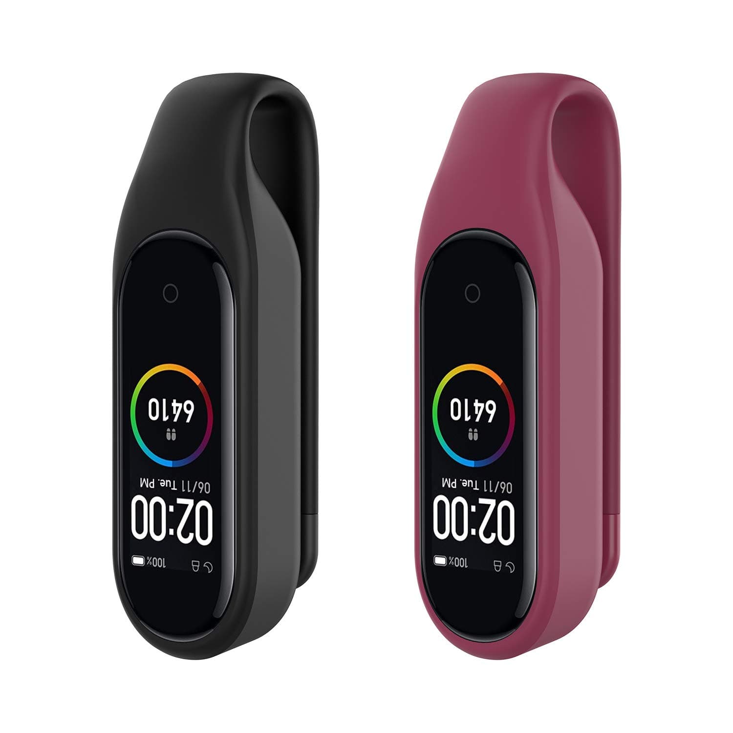 2-Pack Clip Hoder for Mi Band 4/3 Replacement Accessory, Black+Sangria
