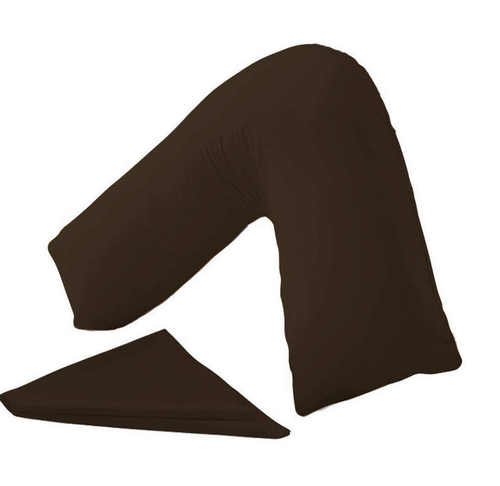 HOMES-LINEN Orthopaedic V-Shaped Pillow Extra Cushioning Support For Head, Neck & Back (Chocolate, V-Pillow With Cover)