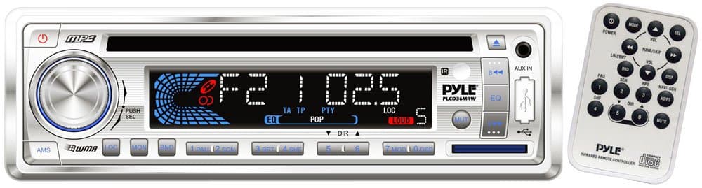 Pyle PLCD36MRW AM/FM-MPX IN-Dash Marine CD/MP3 Player/Weatherband/USB & SD Card Function