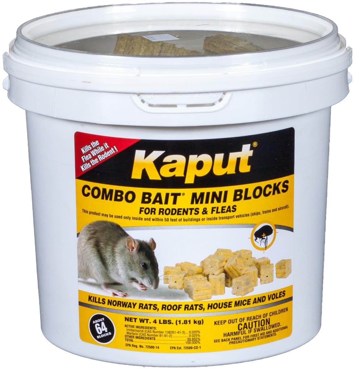 Combo Bait Mini Blocks, Rodent Bait for Mice & Rats, Warfarin Vole Killer for Indoor/Perimeter Use, Kills Rodents with Consistent Feeding - Ideal for Homes, Farms & Transport Areas (4 lbs)
