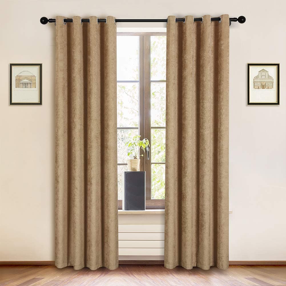 ELKCA Double-Sided Chenille Curtains for Living Room Modern Window Treatment for Bedroom Curtain,Grommet Top-2 Panels (Coffee, 52" W x 96" L)