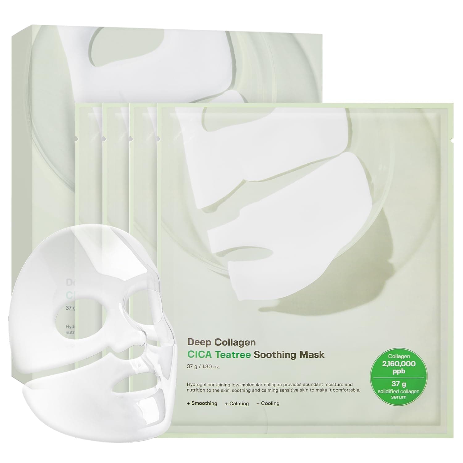 Deep Collagen CICA Tea Tree Overnight Mask | Acne Mask for Redness & Soothing | 2,160,000PPB Collagen + Tea Tree + Centella | Korean Skincare, 4ea | Gifts for Women