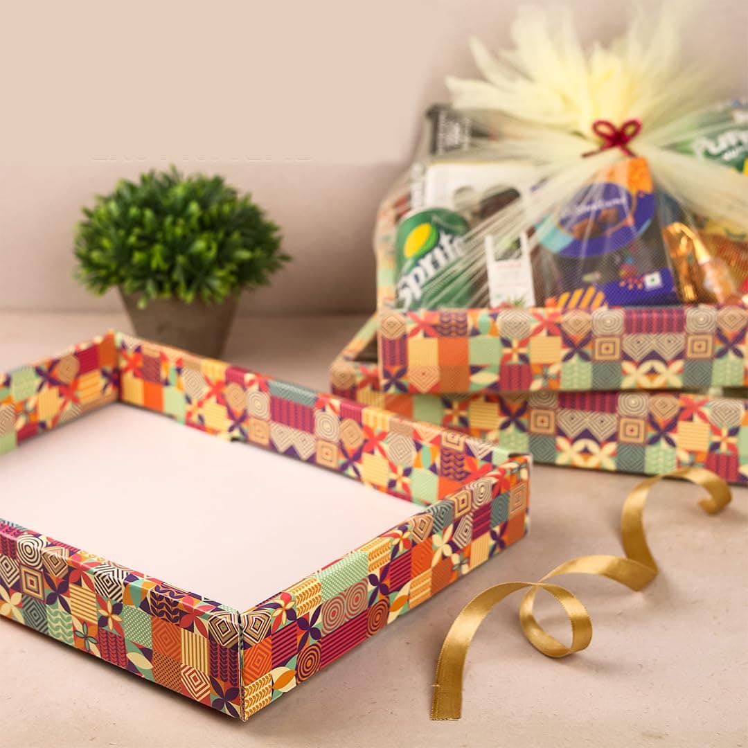 Birch & Co. Gift Box - Birthday Gift Packing Box For Women - Decorative Folding Paper Gift Hamper Empty - Dyi Gift Packs With Tie Ribbons And Nets, Stylish Gift Boxes, Multicolor, Pack Of 4