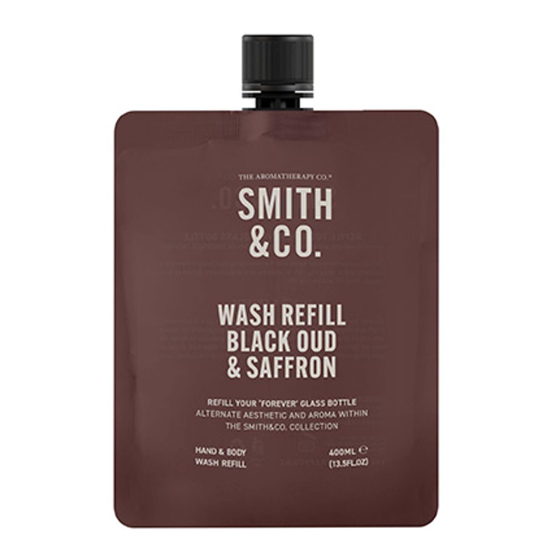 The Aromatherapy Co. - Smith & Co. 400ml Hand & Body Wash Refill - Black Oud & Saffron | Kakura Plum Oil & Marula Oil Skin Moisturiser - Vegan & Cruelty-Free/Made in New Zealand.