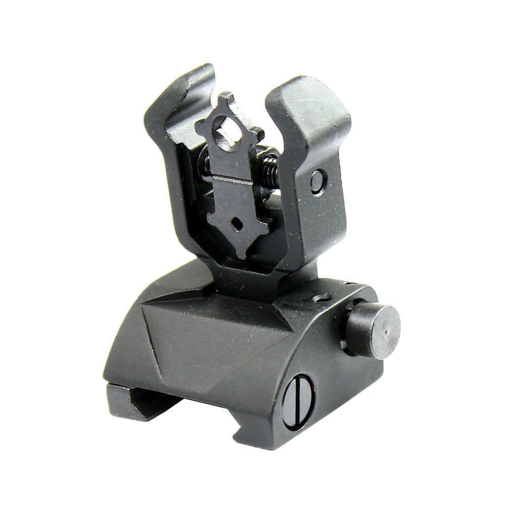 Ukaoomo Premium Tactical Diamond Aperture, Flip Up Front &Rear Iron Sights Set BUIS (Black)