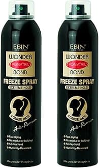 EBIN NEW YORK Wonder Ponytail Bond Freeze Spray Extreme Hold Bundle with Precision Styling Nozzle Long Lasting Hair Spray for Sleek Ponytails & Updos – Humidity Resistant – Gift Set (2 Pack)