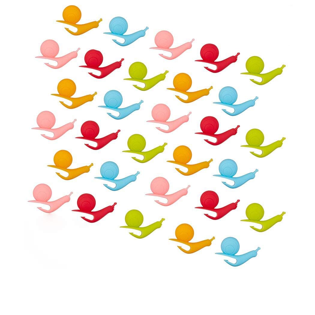 Cute Snail Shape Silicone Drink Markers Tea Bag Holder, Creatiee Mini Wine Glass Marker Charms Reusable Glass Identifiers Gift Set (Random Colors, Pack of 30)