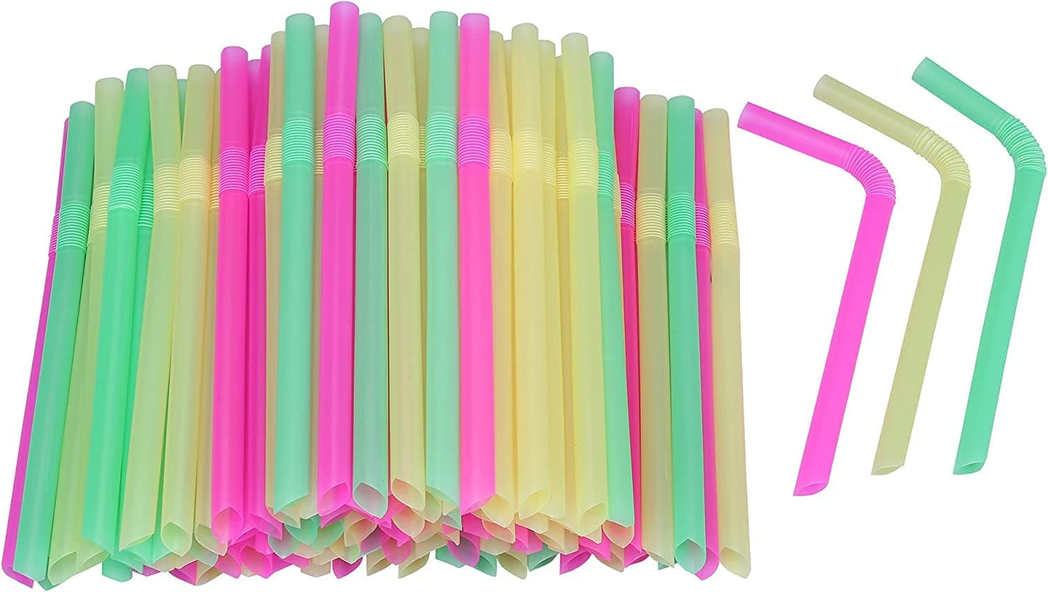 50 Pack Colorful Jumbo Drinking Straw Biodegradable Straws for Cocktail, Smoothie, Juice, Milkshake - Perfect Straws for Picnic, Camping, Party -10mm Wide Mouth & 26 cm long Straw (Bendable Straw)