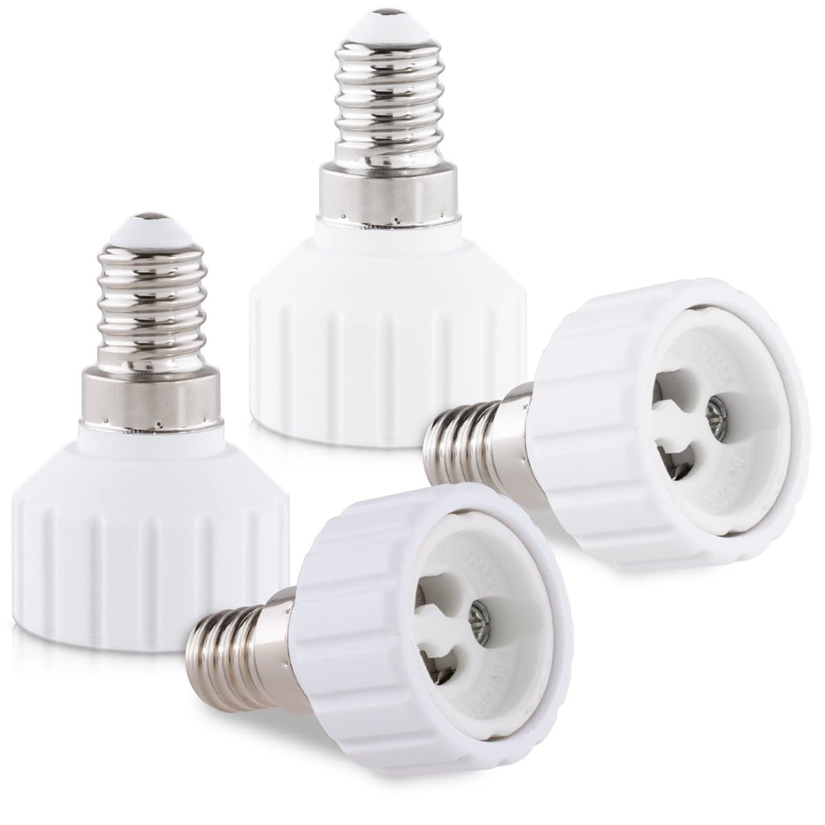 kwmobile E14 to GU10 Adapter (Pack of 4) - Lamp Socket Converter Light Bulb Base Adapters Screw-in Thread ES SES Edison Screw Adaptor Connector Set
