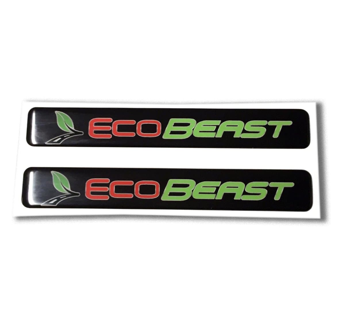 Domed ECOBEAST emblem to use with/compatible with ecoboost eco boost turbo To use with/compatible with Ford Racing Eco boost Turbo. NOT OVERLAY for OEM emblems Car Sticker 3D 6"x .8". Set of 2 decals