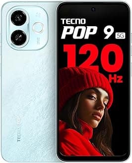 Tecno POP 9 5G Azure Sky, 4GB+128GB| Segment's 1st 48MP Sony AI Camera| Segment's 1st with NFC | D6300 Processor | 4+ Year Lag Free Fluency |5000 mAh Battery |Dual Speaker |Without Charger