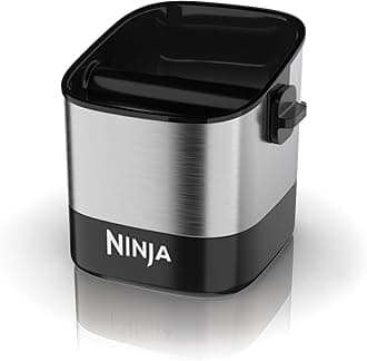 Ninja Luxe Café Knock Box, Accessories for Espresso Machine, Easy & Mess-Free Puck Disposal, Coffee & Espresso Grounds, Non-Slip Base, Removable Bar, Holds 10 Double Shot Pucks, XSKKNOCKBOX
