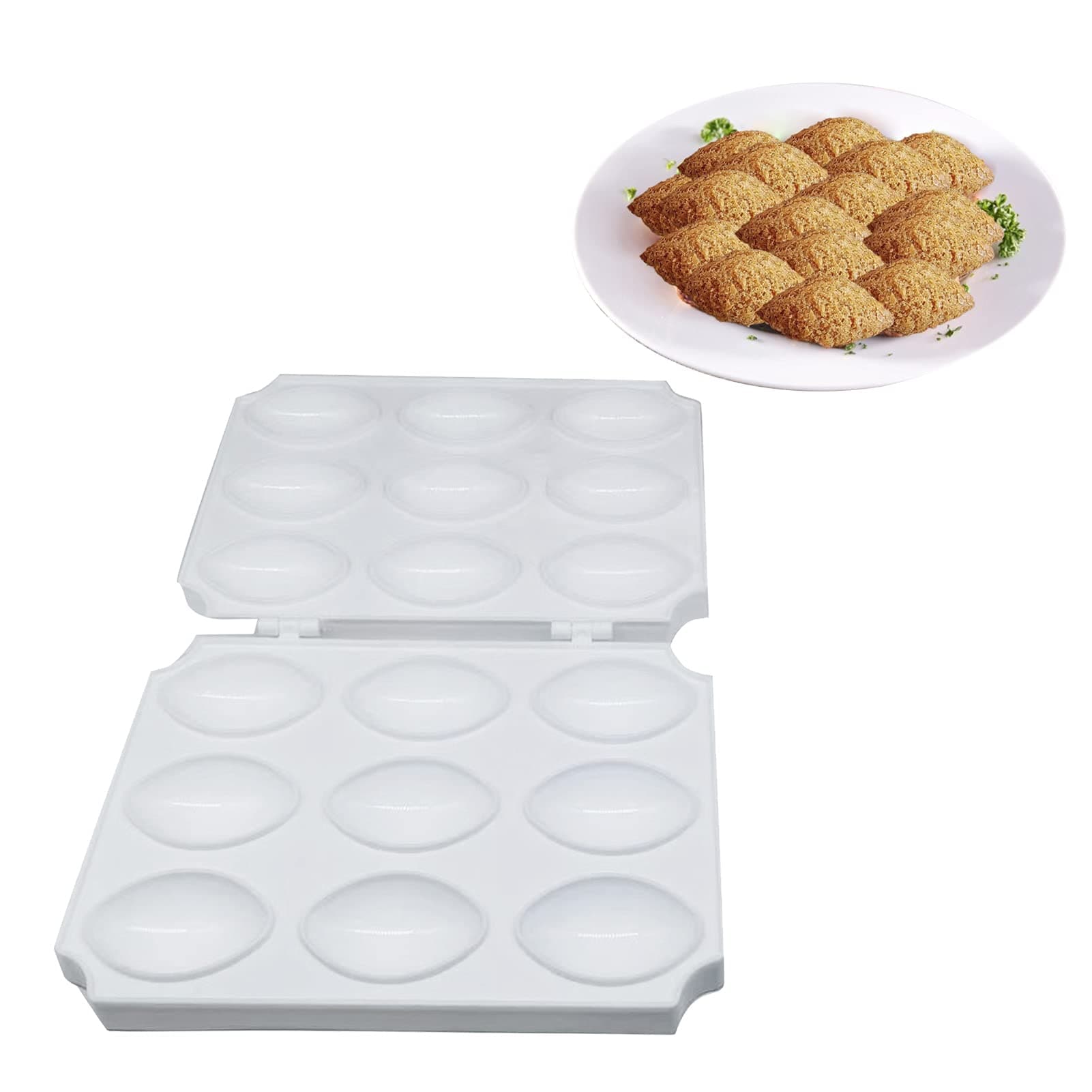 Mxiqqpltky Meatball Mold Kibbeh Press Mold Maker Durable DIY Plastic Manual Meatloaf Maker Press Tool, Kitchen Cooking Tools for Making Fried Kibbeh (9 Grids-white)