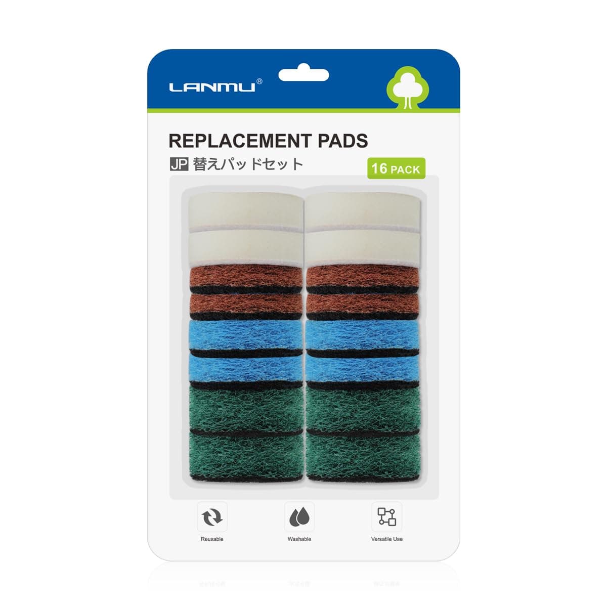 LANMU 16 Pack Replacement Heads Scrub Pads Refills Compatible with Rubbermaid Reveal Cordless Power Scrubber