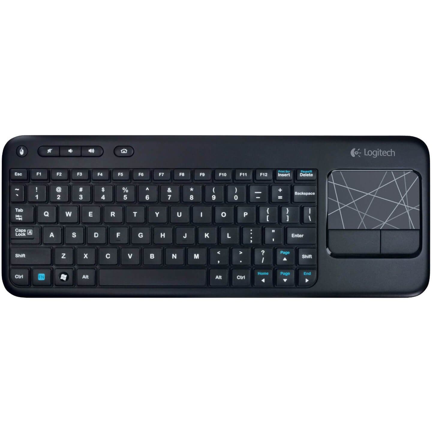 Logitech Wireless Touch K400r USB Compact Keyboard w/3.5in Touchpad - 920-003070 - Black(Renewed)