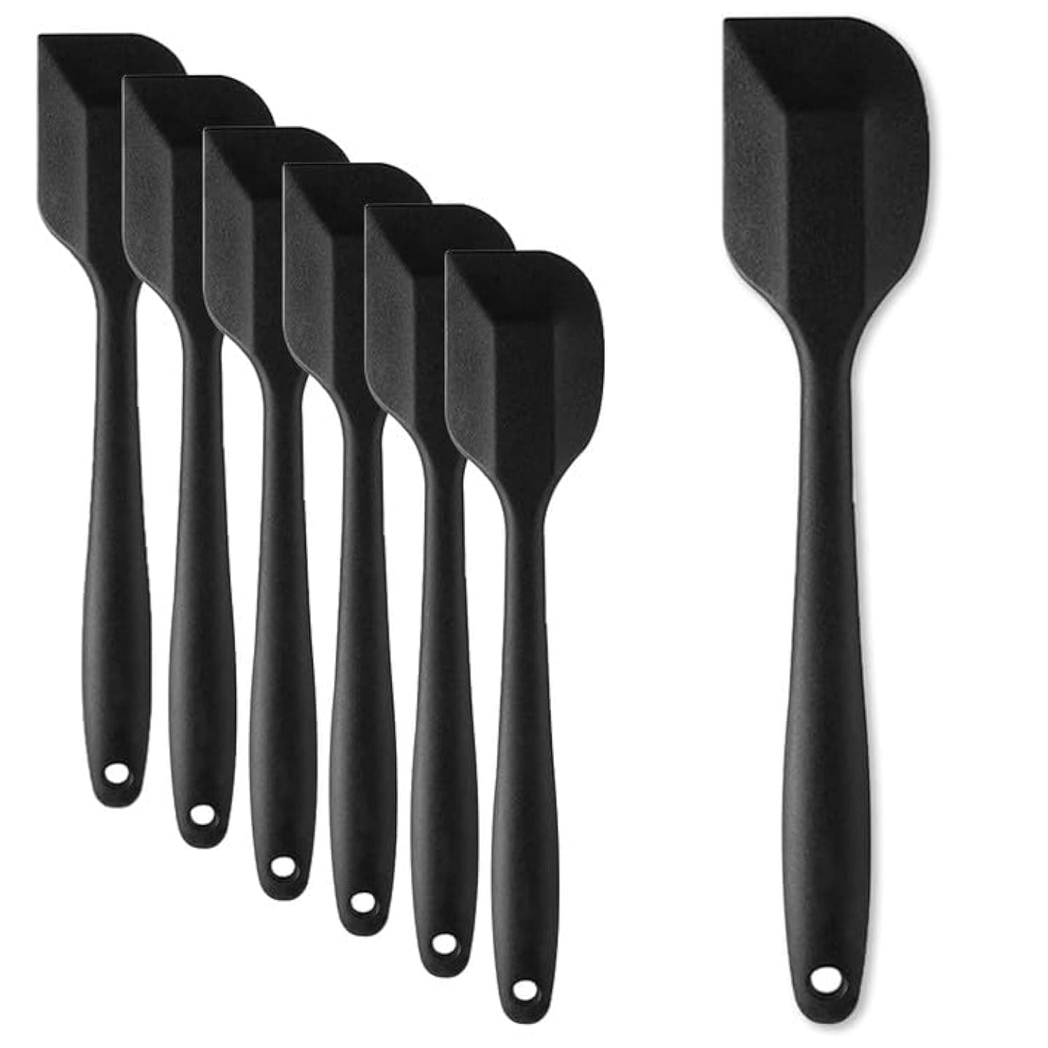 8 Pieces Silicone Spatula, 8.5 inch Non-stick Spatulas with Stainless Steel Core,Heat Resistant-500?, Food Grade Silicone, Dishwasher Safe, for Mixing,Cooking,Baking (Black)