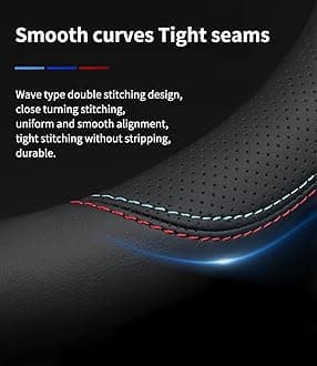 Custom-Fit Leather Car Steering Wheel Cover for Ford, A-Style, Non-Slip, Breathable