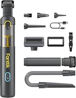 Fanttik Slim V8 APEX Car Vacuum, 4-in-1 Portable Mini Cordless Vacuum with 19000pa Suction Power, Type-C Charge, 2 Suction Modes, Handheld Vacuum for Small Jobs, Car, Office Desk, Keyboards (Gray)