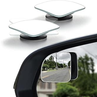 LivTee Blind Spot Mirror, Fan HD Glass Frameless Convex Rear View Mirror with wide angle Adjustable Stick for Cars SUV and Trucks, Pack of 2