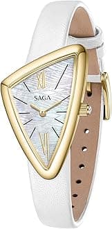 SAGA Sailboat Women's Luxury Quartz Watch with Swiss Movement, Roman Numeral Dial, Danube Crystal, Stainless Steel Triangular Case, 3ATM Water Resistant - Elegant Gift for Small Wrists
