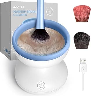 Alyfini Electric Makeup Brush Cleaner Machine - Portable Automatic USB Cosmetic Brush Cleaner Tools for All Size Beauty Makeup Brushes Set (White)