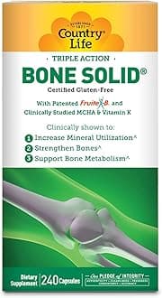 Country Life Bone Solid - Bone Health Supplement with Microcrystalline Hydroxyapatite (MCHA), Calcium, Magnesium, Zinc, Vitamins K2 & D3 for Enhanced Bone Strength & Metabolism - 240 Capsules