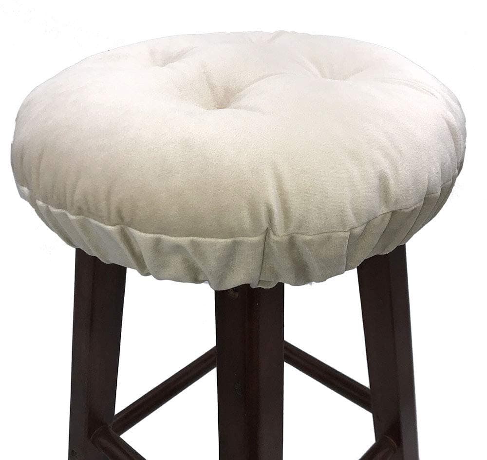 Augld Bar Stool Cushion Soft Velvet Padded Round Stool Cover 13 Inch Velvet Beige