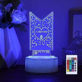 Bangtan Boys LED Night Light & 16 Colors Touch Adjustable Night Light Bedroom Decor for Army Fans Gifts