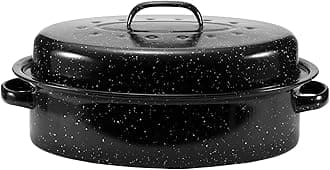 - JY COOKMENT 15.7" Enameled Oval Roaster with Domed Lid - For Turkey, Chicken, Ham, Dishwasher Safe
