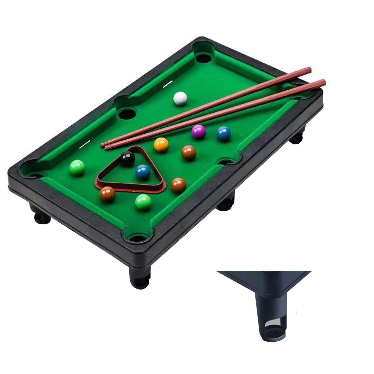 YumSur Mini Pool Table Game,Billiards Table Pool Table Set 11 Balls 2 Cues and 1 Triangle,Portable Games Table Game,Stress Relief Tabletop Snooker Game Set Kids and Adults,GREEN