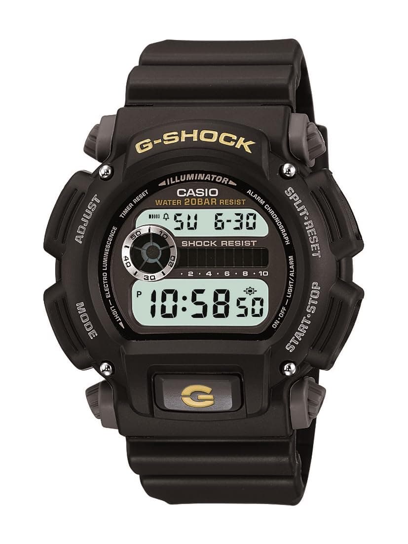 Casio DW9052 Series | Men’s Digital Watch | G-SHOCK | Black/Black | 1/100 SEC Stop Watch | Countdown Timer | LED Light | 200M WR | Shock Resistant | Multi Alarm | Auto Calendar | Dual Time | 2 Yr Batt