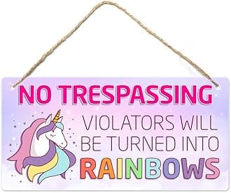 Unicorn Decor for Girls Room, Decorations For Bedroom, 12″x6″ PVC Plastic Decoration Hanging Sign, High Precision Printing, Water Proof