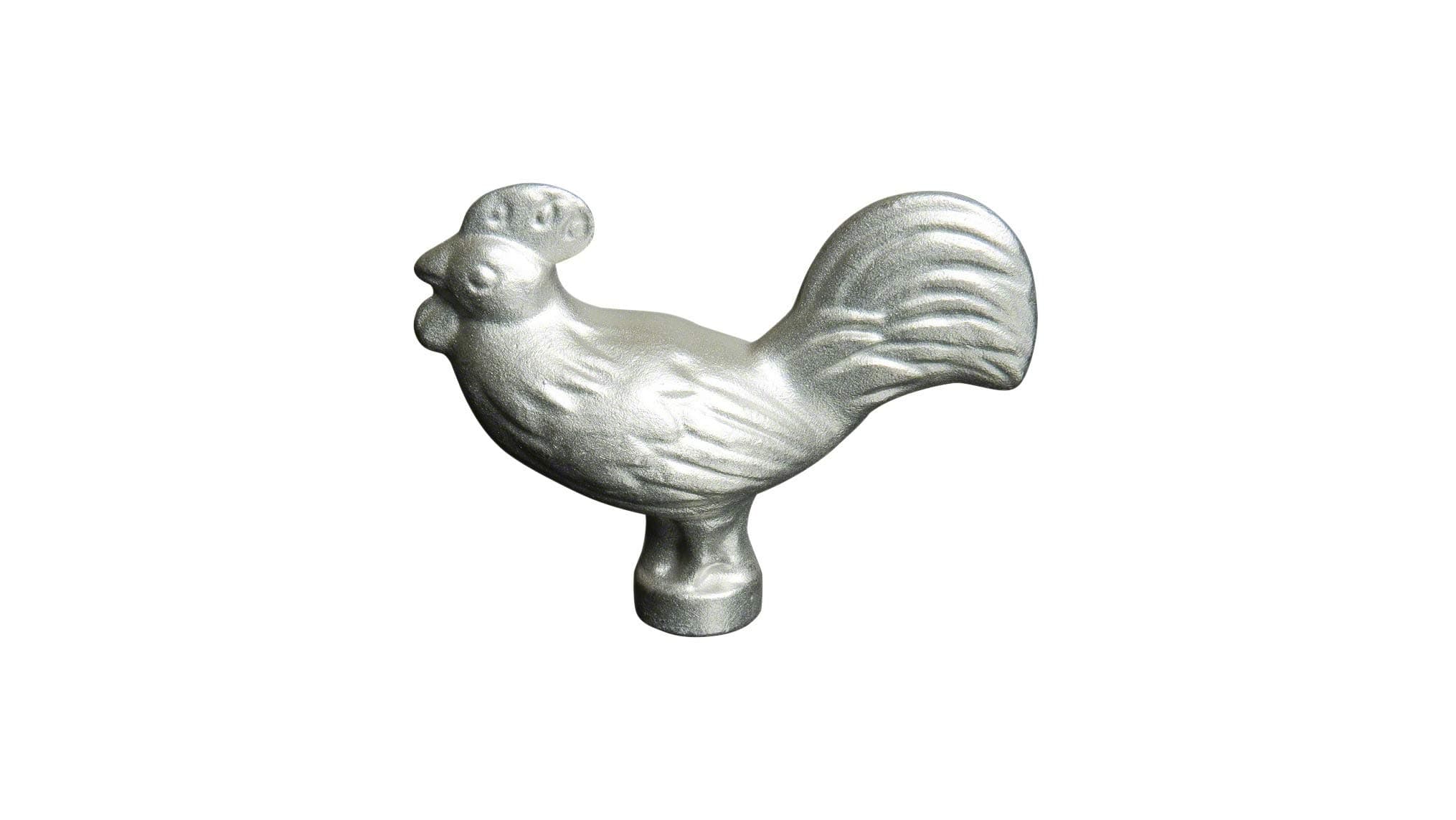 40509-346-0 Rooster Lid Knob, Cast Iron, Silver