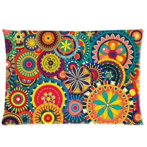 Fashion Design Personalized Pillowcase/ Rectangle Pillow Cover Cases Decorative Standard Cotton Polyester Soft Comfortable 20x30 (One side)- Trippy Colorful Circle