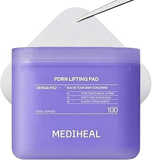 MEDIHEAL Toner Pads 100 Count - PDRN Stretchable Lifting Pads with Squalane and Glutathione for Total Skin Care - Plant Based Rose PDRN - Wrinkle & Pore Care - Vegan Stretchable Lifting Fabric