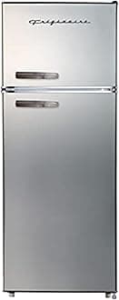 Frigidaire EFR753, 2 Door Apartment Size Refrigerator with Freezer, Retro Chrome Handle, 7.5 cu ft, Platinum Series, Stainless Steel, 7.5