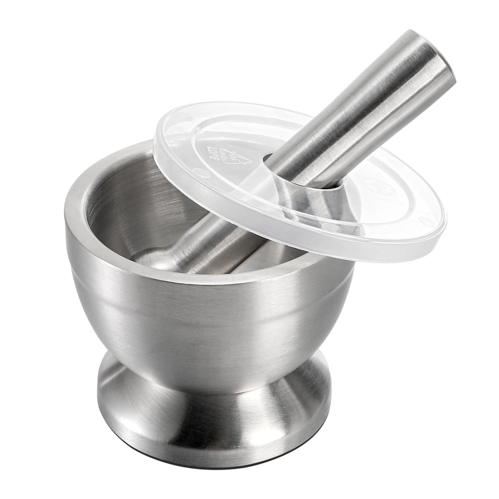 Bekith Mortar and Pestle Sets 18/8 Brushed Stainless Steel Spice Grinder Pill Crusher Molcajete Herb Bowl