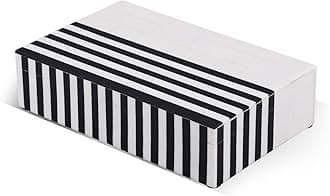 Handicrafts Home Small Decorative Storage Box with Lid, Black White Keepsake Box, Trinket & Jewelry Storage Organizer for Desk, Shelf & Coffee Table Decor, Mono Lead 8 x 5 x 2