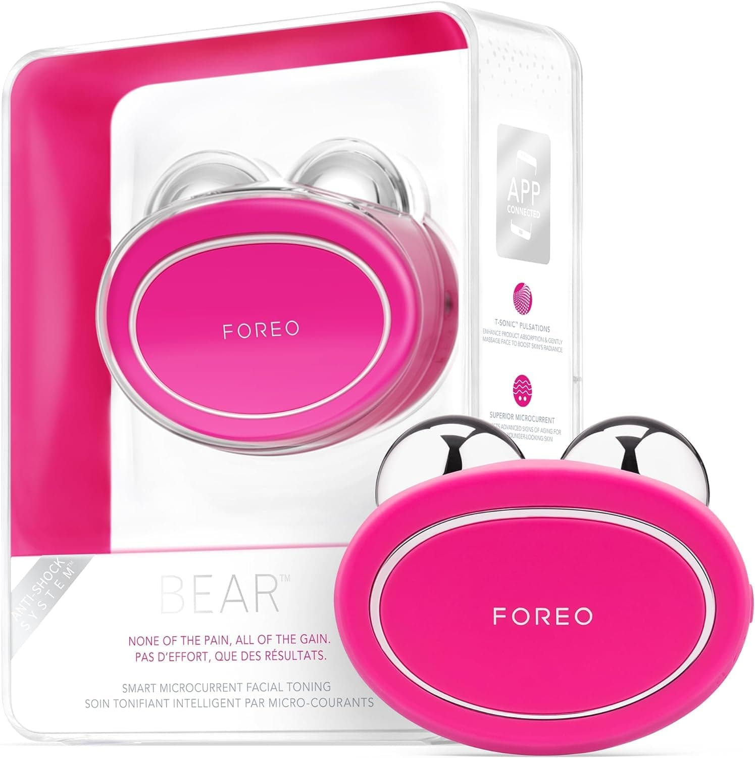 FOREO BEAR Smart Microcurrent Facial Toning Device (Bare, Fuchsia)