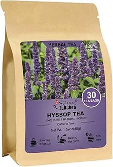 Hyssop Tea Bags, 30 Teabags, 1.5g/bag - Premium Hyssop - Non-GMO - Caffeine-free - Support Digestion & Promote Relaxation
