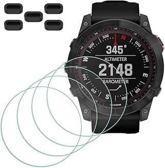 Screen Protector for Garmin fenix 7X/ 7X Sapphire Solar Smartwatch [4 Pcs] + Anti-dust Plugs 5Pcs, Tempered Glass 9H Hardness Bubble Free Film Ultra-Thin Protective Cover