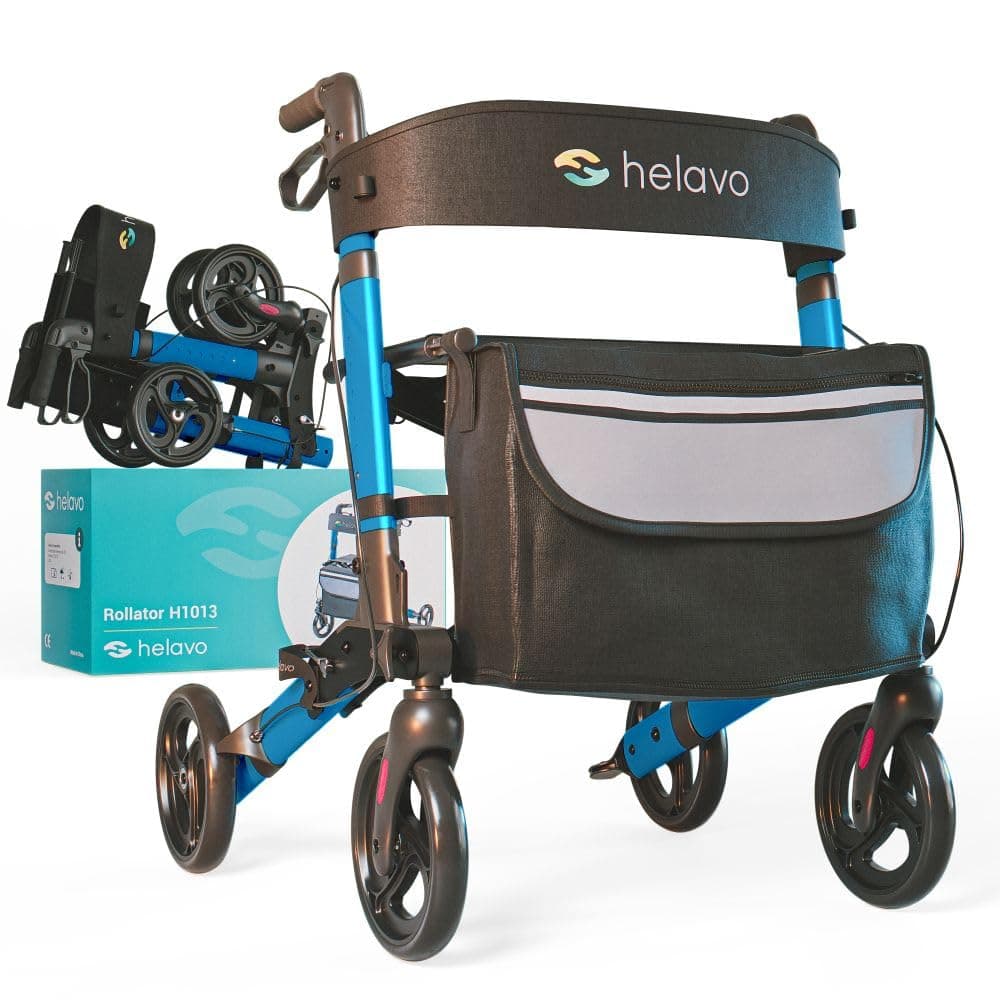 Foldable Rollator with Seat - Lightweight Aluminum Rolling Walker for Seniors and Adults