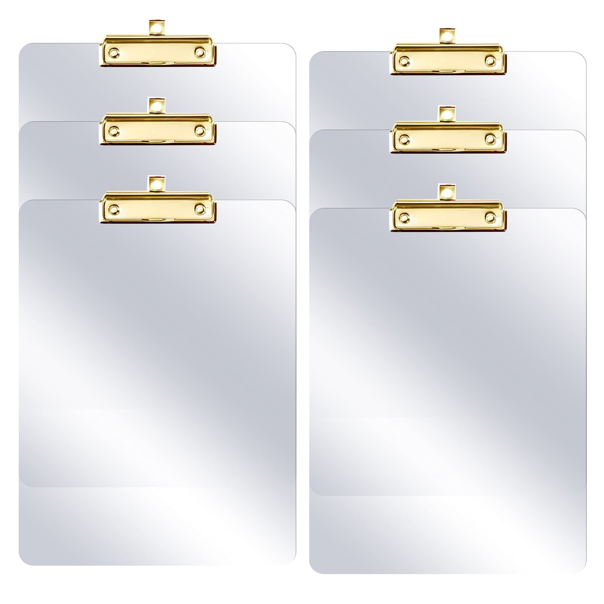 PERFORMORE 6 Pack of Plastic Clipboards, 12” x 9” Clear Acrylic Clipboards with Gold Clip, Durable Stylish Clipboard with Low Profile Clip, Perfect for Home School Classroom Office Events Seminars