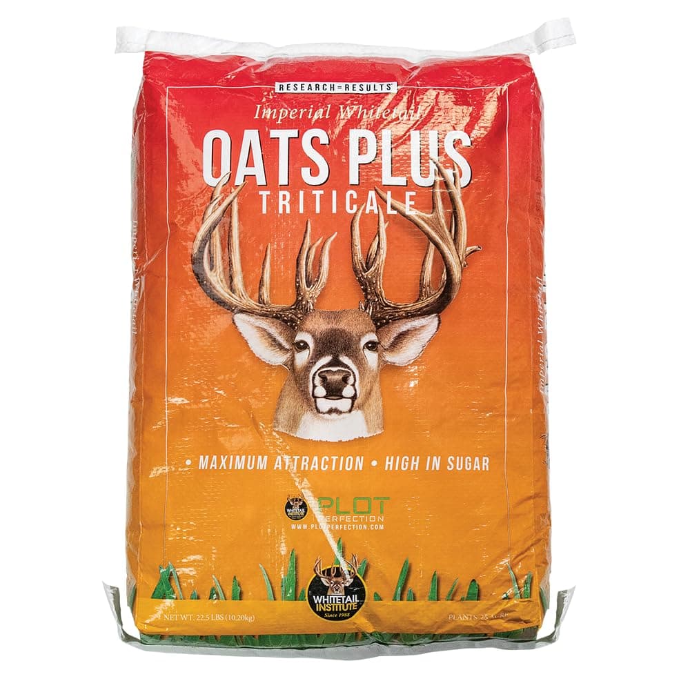 Whitetail Institute Oats Plus Deer Food Plot Seed, High-Sugar Oat Variety Establishes and Grows Quickly and is Highly Attractive to Deer, Cold Tolerant and Winter Hardy, 45 lbs (.5 Acre)