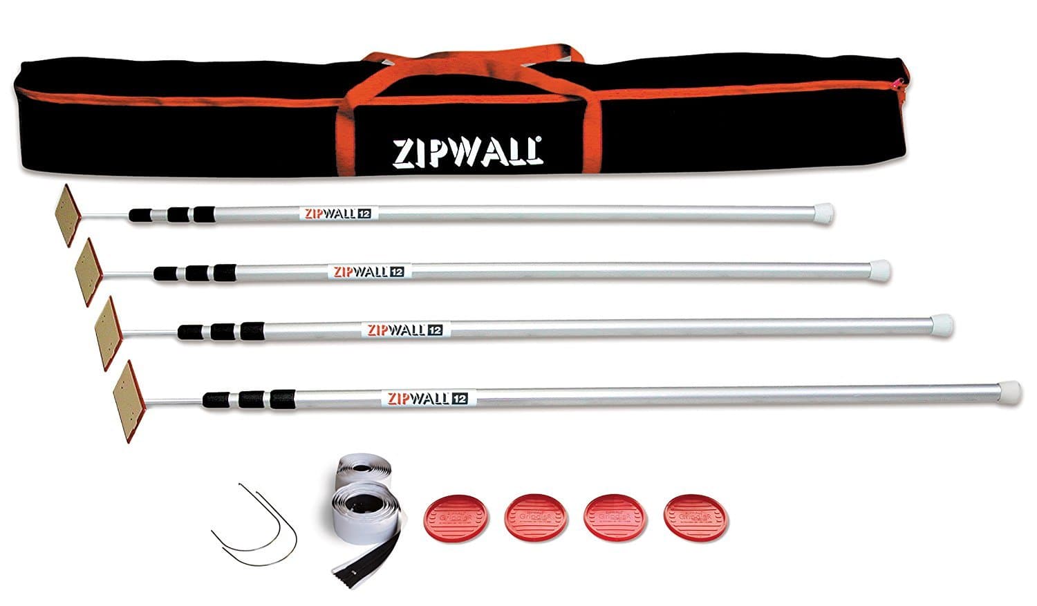 SLP4-PK3 ZipPole 12' Spring (12-Pack) Loaded Poles for Dust Barriers, 3 Units w/ 4