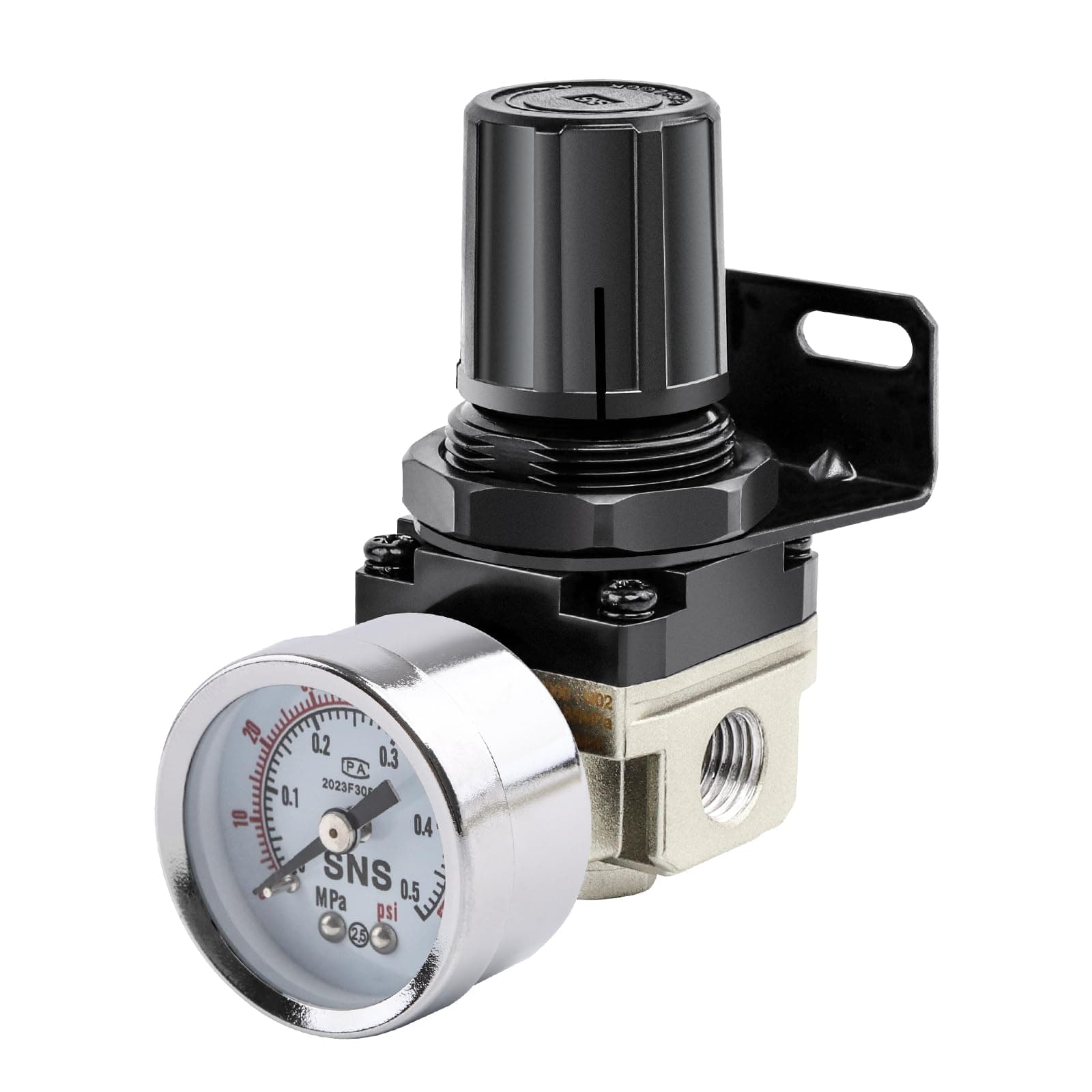 Low Pressure Air Regulator Air Compressor Pressure Regulator With Bracket and Gauge Female Thread 1/4 NPT Adjustable AR2000-N02 (0-40 PSI)