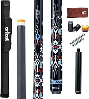 CRICAL COWCUE Carbon Fiber Pool Cue Stick 58" Billiard Cue Sticks Professional Low Deflection Pool Sticks Set with 3/8 * 8 Pin Joint and 12.5mm Tip