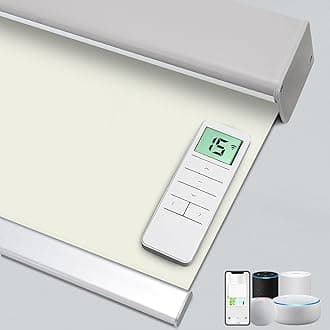 Motorized 100% Blackout Roller Shade – Custom Smart Blinds with Remote, Rechargeable Battery or Plug-in Motor, Tuya WiFi Optional, Home & Office Automatic Window Shades (Medium Champagne/CH9441)